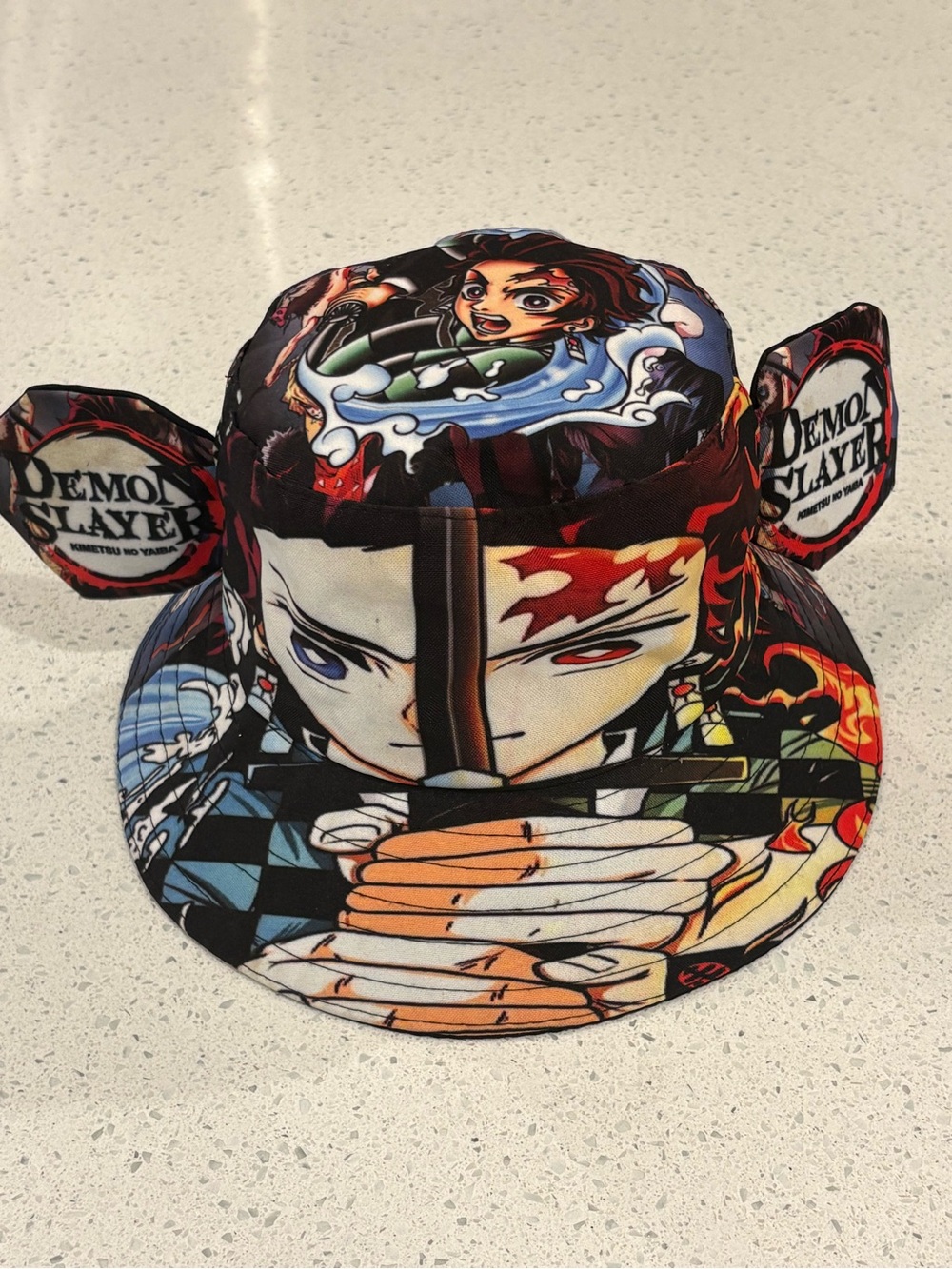 Demon Slayer Tanjiro Anime All Over Print Novelty Bucket Hat with Ears OSFM